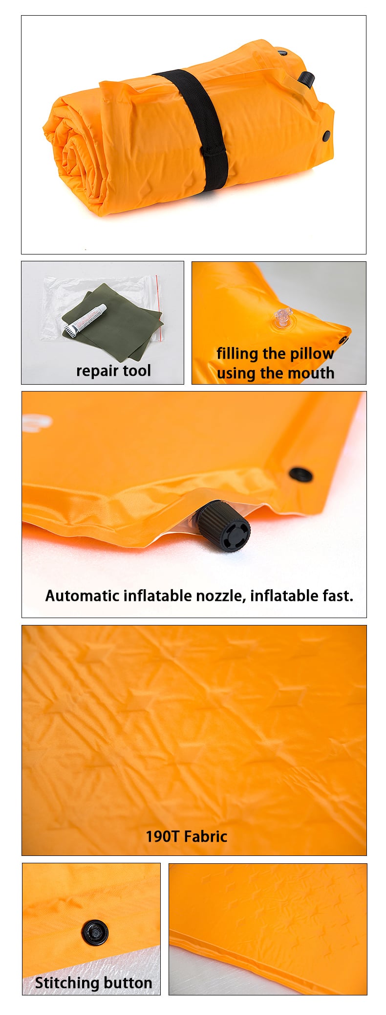 Sleeping Camping Trekking Mat with Pillow Mattress Self Inflating Pad Portable Waterproof Bed Lightweight supplier