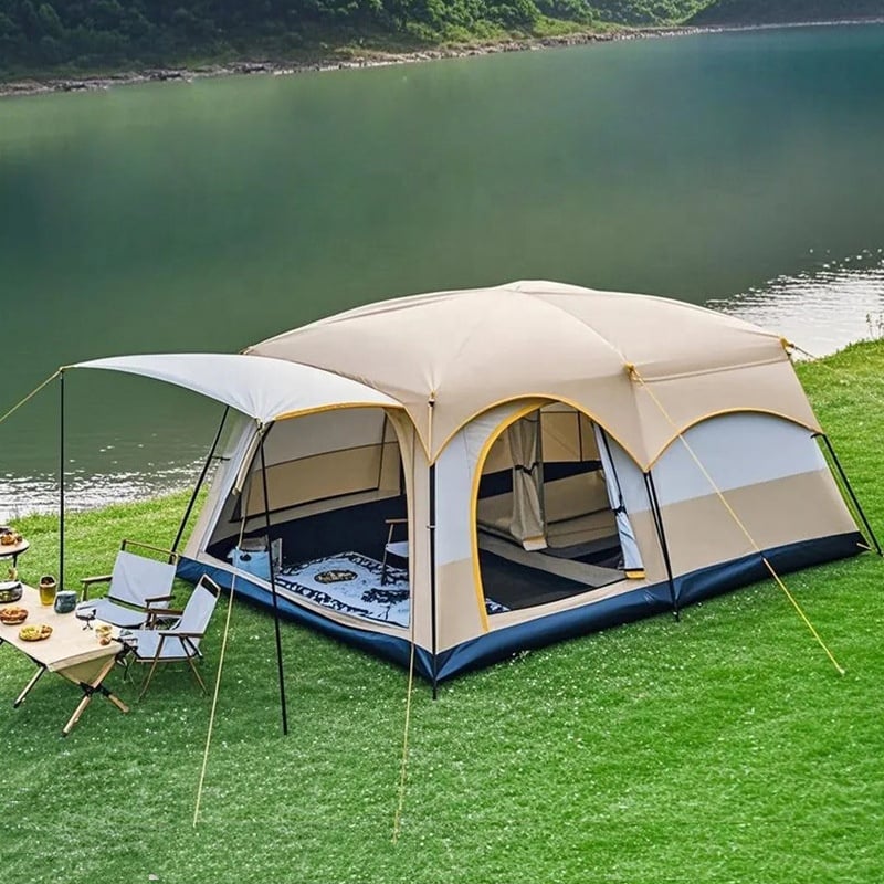 product outdoor two room one hall four season roof tent double layer large capacity thickened explosion proof rainproof windproof tent-3