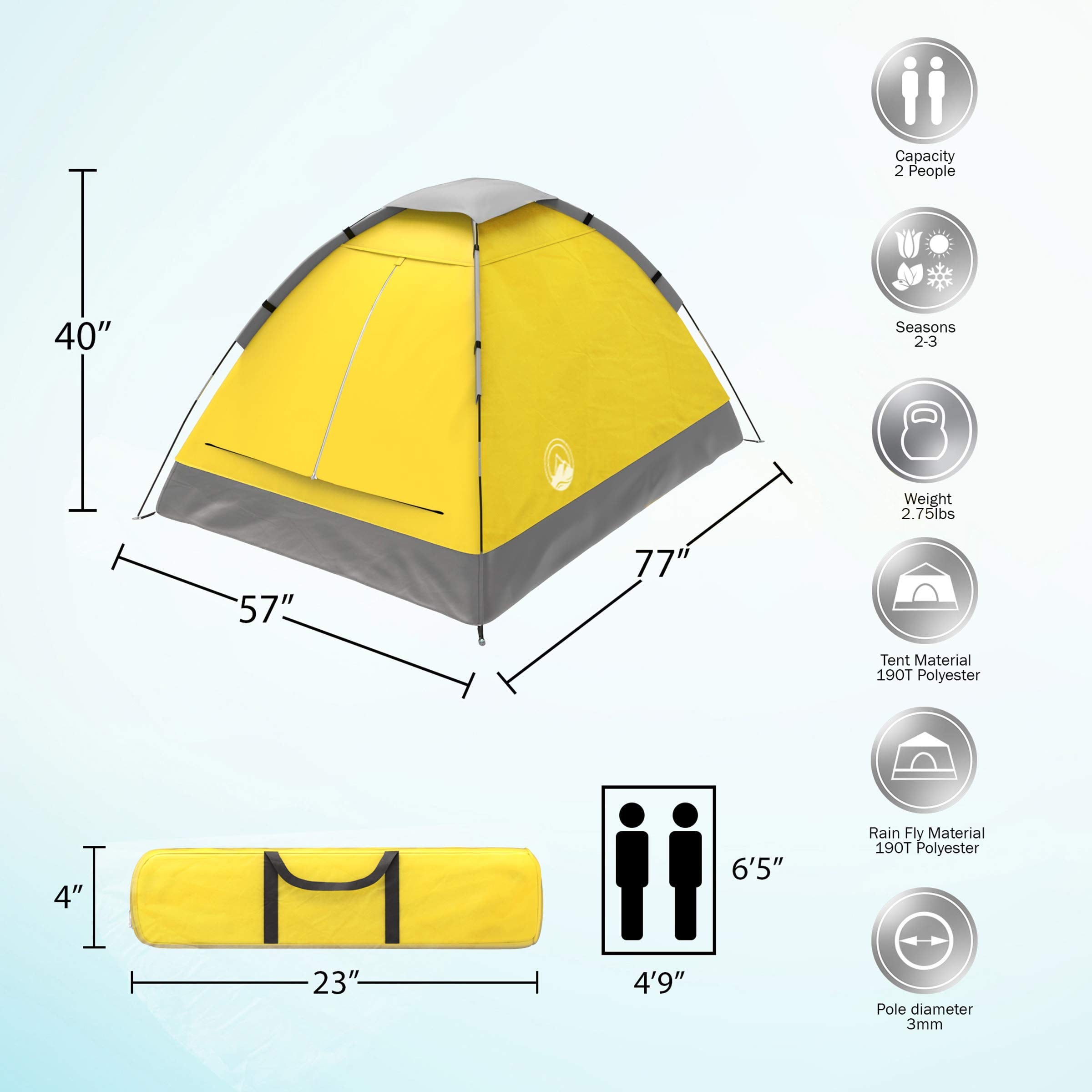 2-Person Lightweight Dome Tent for Camping Hiking Backpacking Beach Camping-Family Outdoor Tent factory