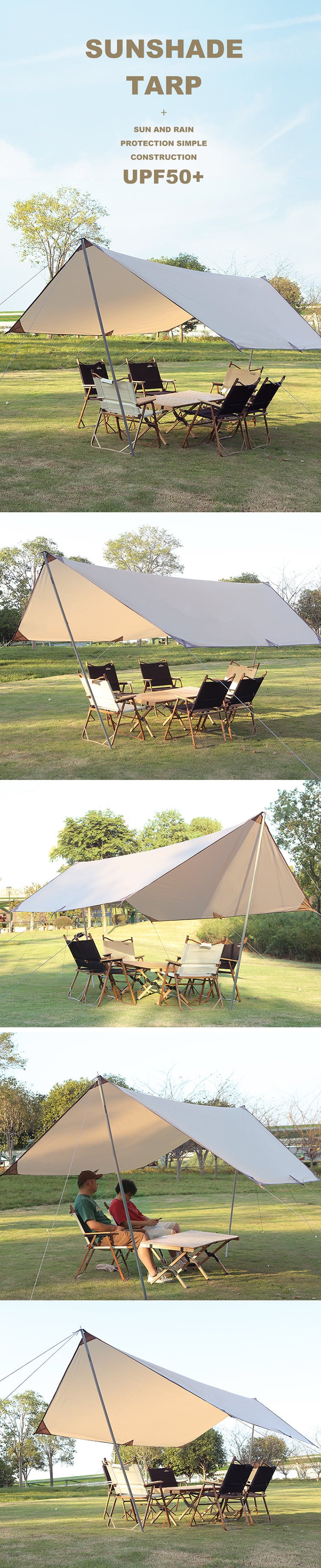 Waterproof Portable Tarp Multifunctional Outdoor Camping Traveling Awning Backpacking Tarp Shelter Rain Tarp factory