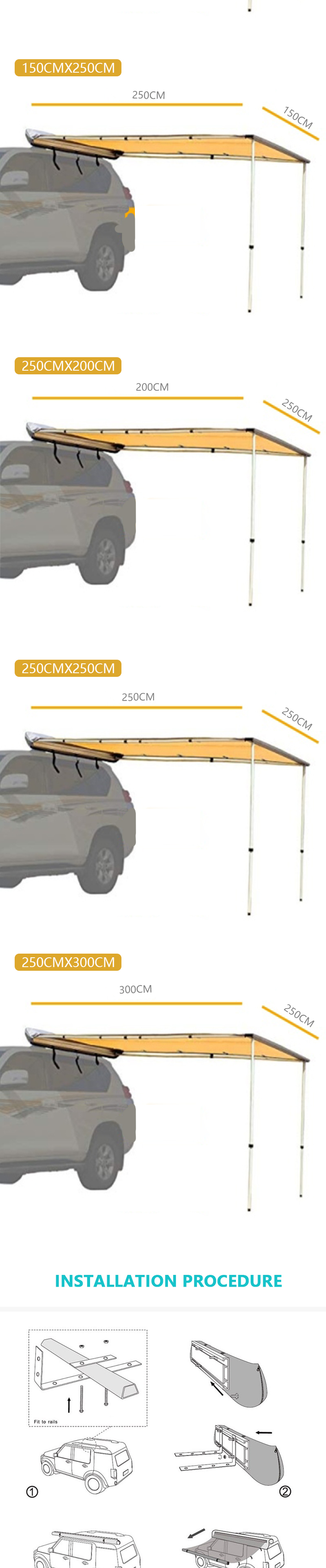 Portable Outdoor Umbrella Roof Cover UV Car Cover Umbrella Auto Markise Sun Shade Tent Camping for Car Roof details