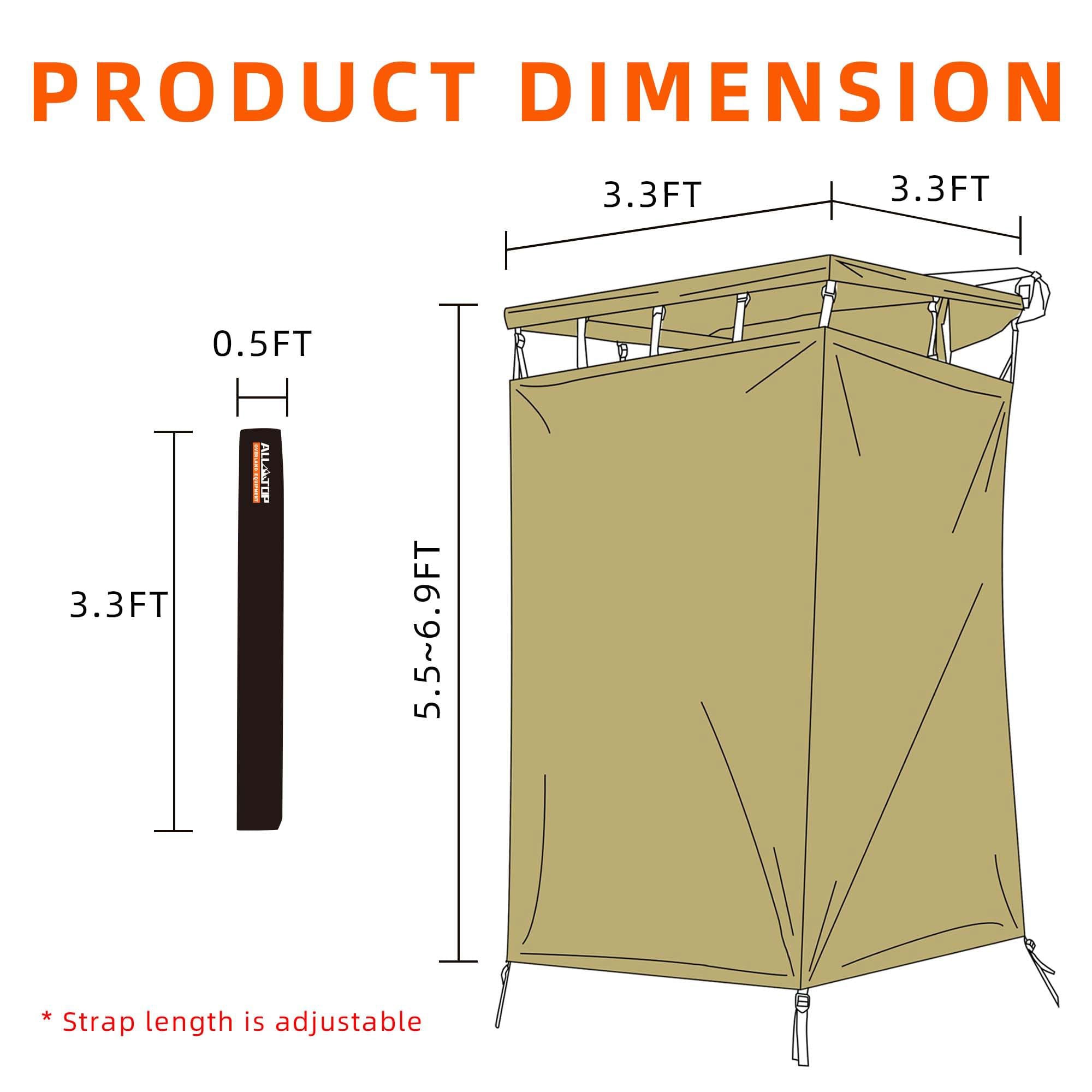2023 Outdoor Best Selling Covered All Round Offroad Shower Tent Car Side Shower Tent With Led Light Suitable All Car Heights supplier