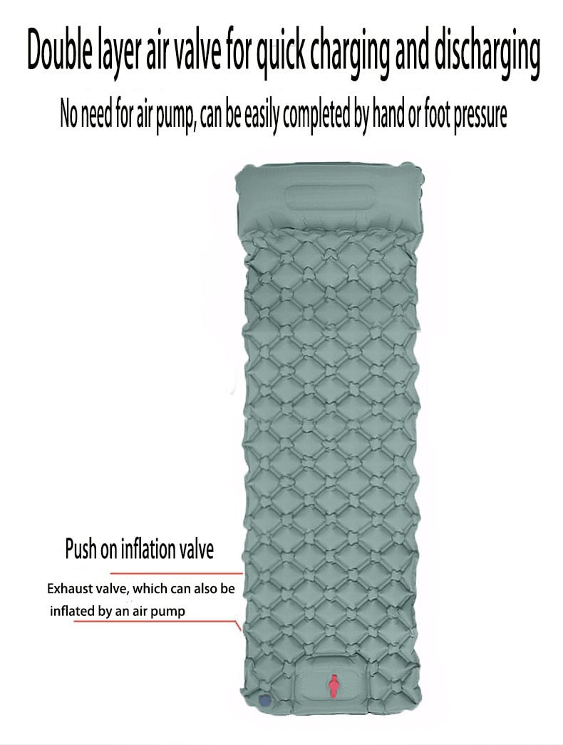 Ultra-Lightweight 40D Nylon Waterproof Hiking Camping Mat Easy Fold Inflatable Air Mattress Pillow Outdoor Sleeping Pad details
