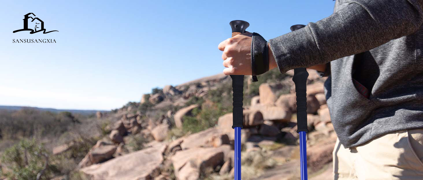 Backpacking Gear Cork Grip Duralumin 7075 Trekking Pole Tent Aluminum Collapsible Tracking Walking Hiking Sticks Trekking Poles manufacture