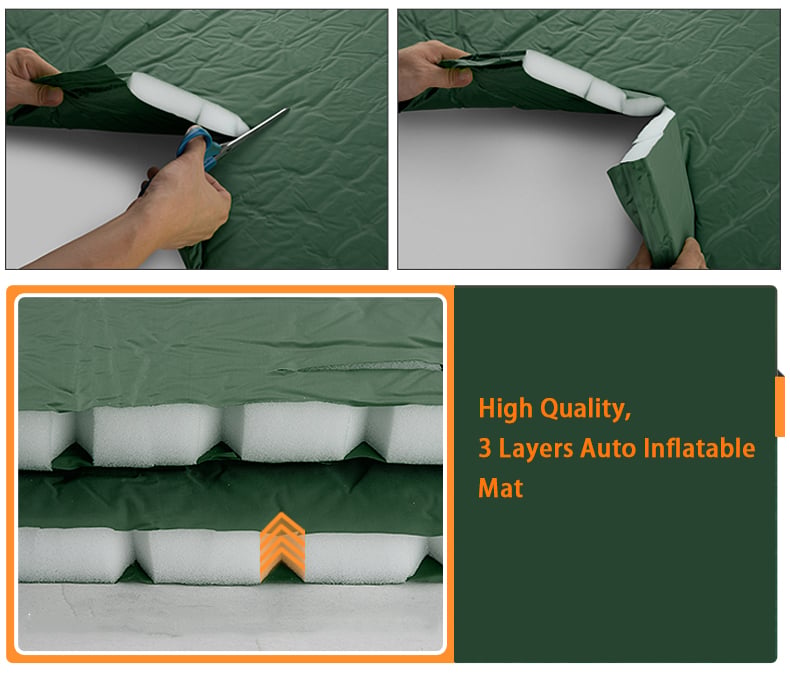 Sleeping Camping Trekking Mat with Pillow Mattress Self Inflating Pad Portable Waterproof Bed Lightweight factory