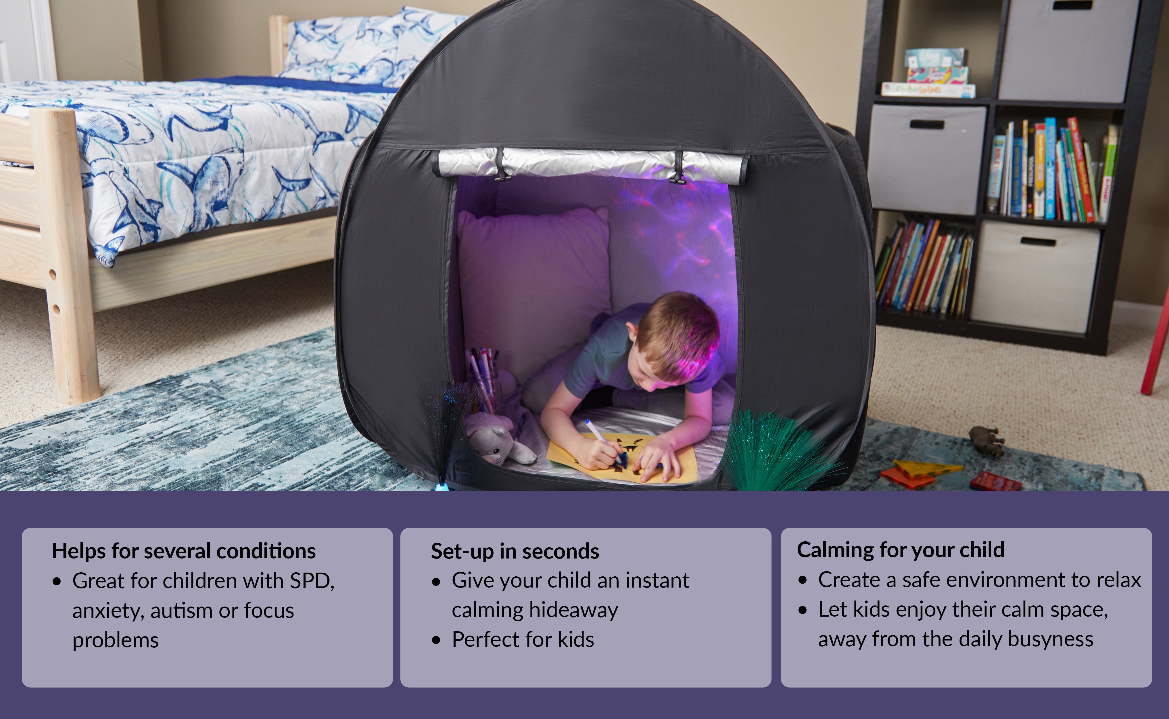 Therapy Toy Children Quiet Corner Play Pop up Sensory Blackout Tent Foldable Hide Healing Sensory Tent for Kids With Autism factory