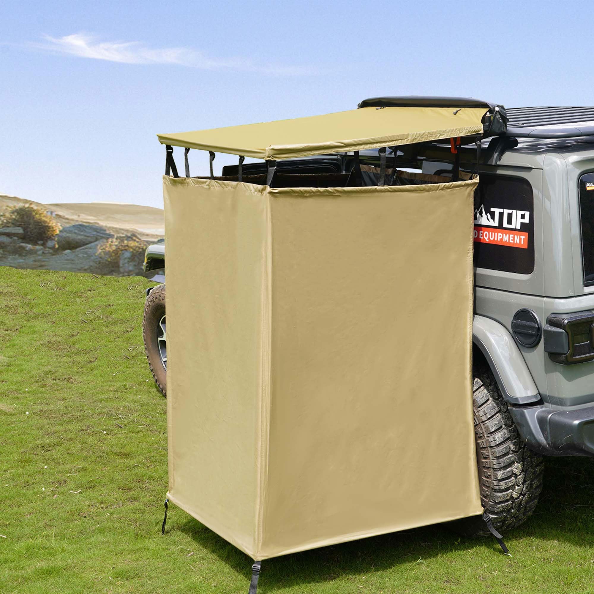 2023 Outdoor Best Selling Covered All Round Offroad Shower Tent Car Side Shower Tent With Led Light Suitable All Car Heights factory