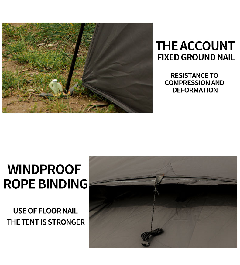 Outdoor 210t Anti Tear Seams Dome Ball Tent Waterproof Windproof Hiking Beach Layer Black Out Camping Clamping Tent Black Tent manufacture