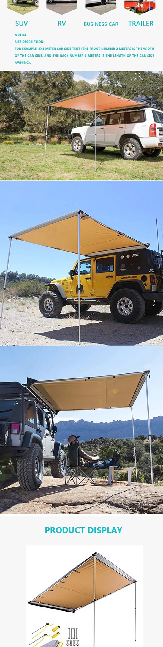 Portable Outdoor Umbrella Roof Cover UV Car Cover Umbrella Auto Markise Sun Shade Tent Camping for Car Roof supplier