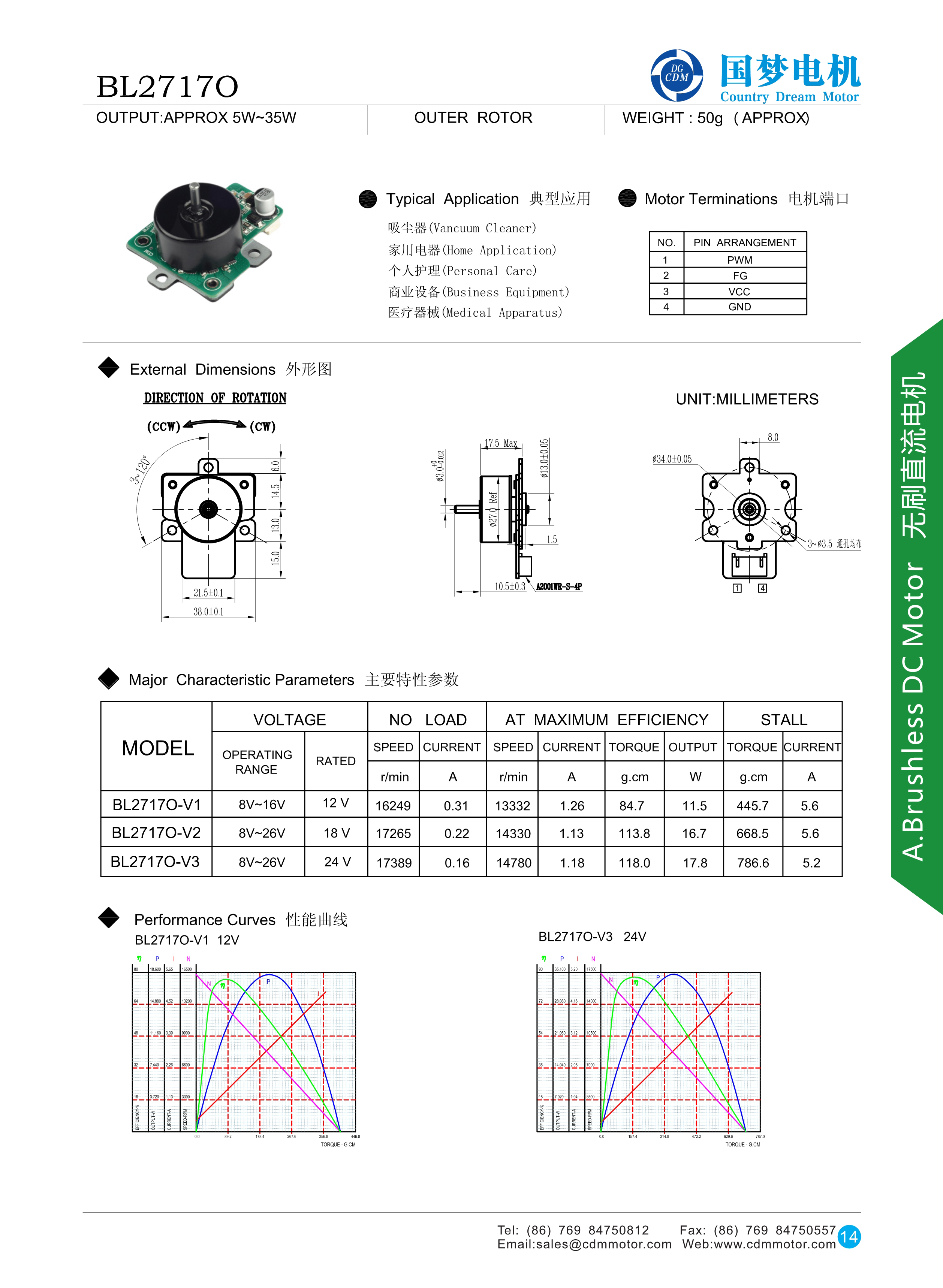 24v Vacuum Cleaner High Speed Bldc Motor Bl 27170 020 supplier