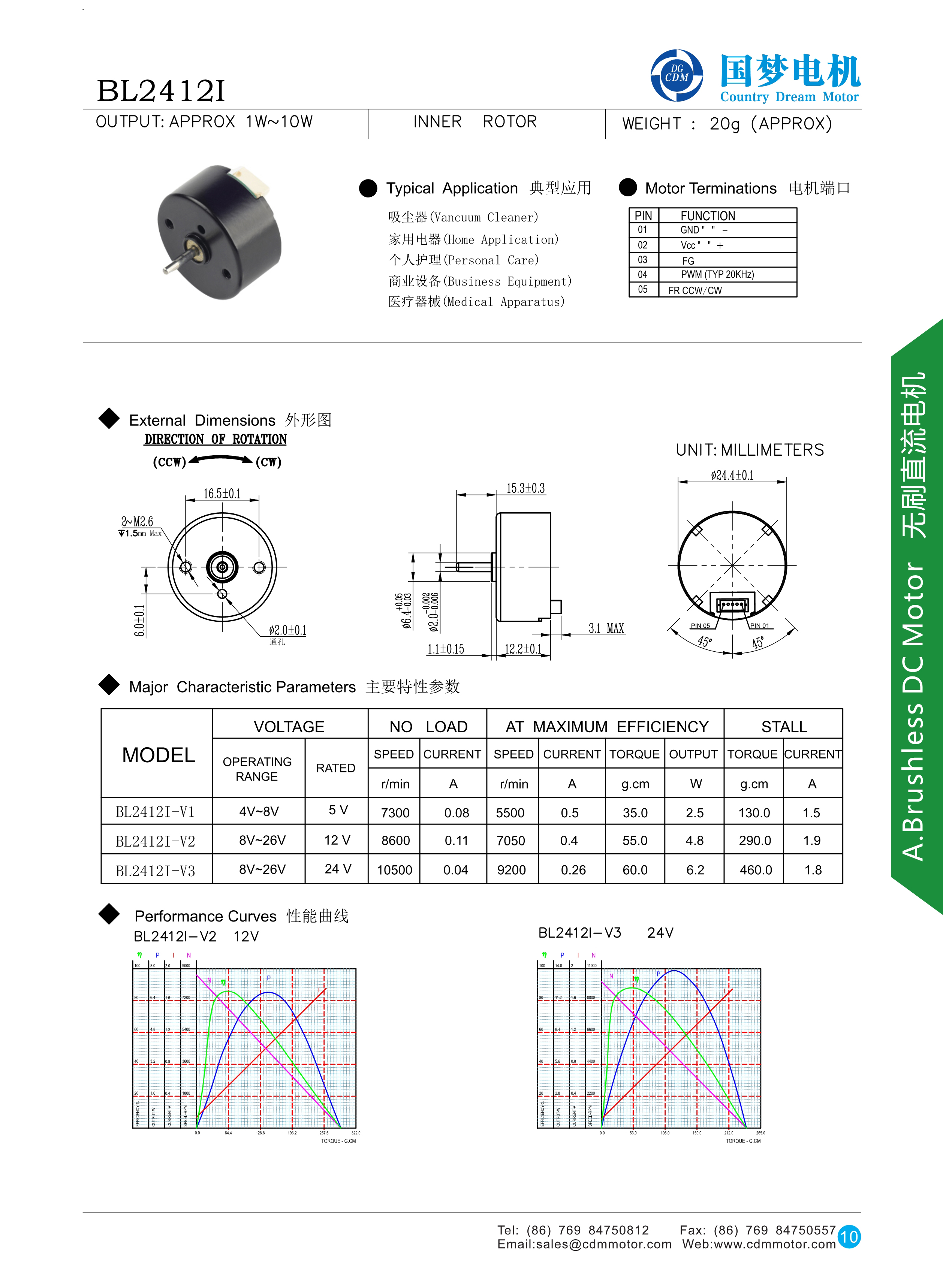 Bldc Fan Kit Motor 2w 24mm Bl2412 Micro Motor factory