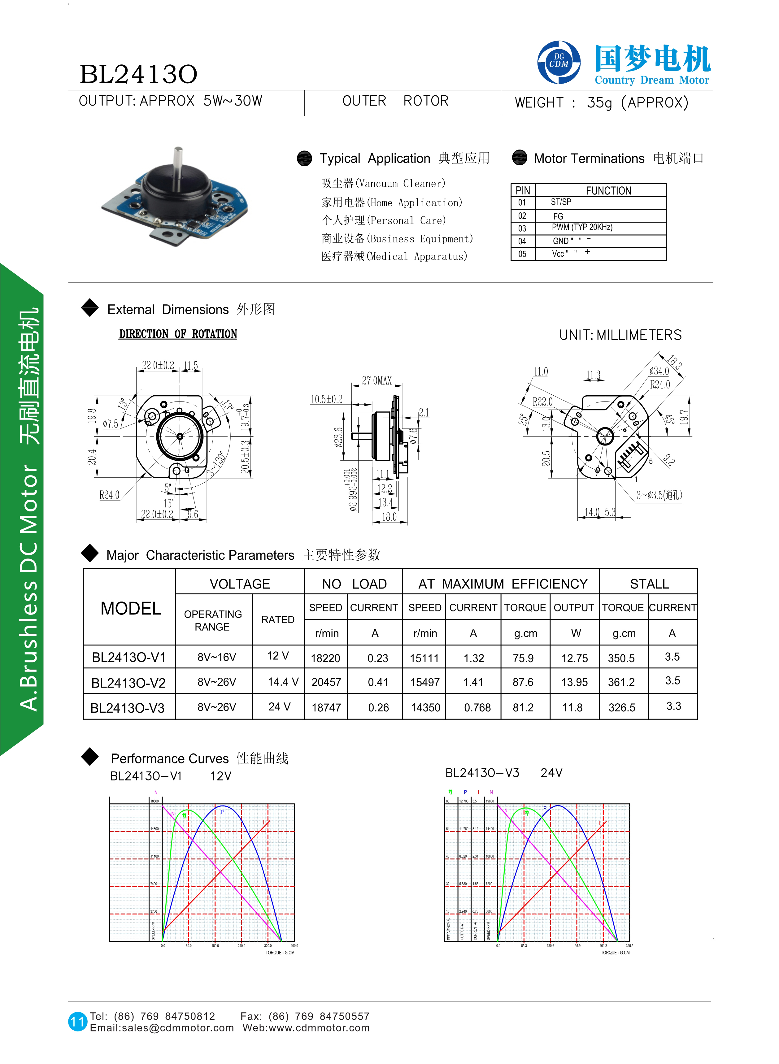 BL2413 Factory Price High Quality Robot Cleaner DC Brushless Motor Long Lifetime Electric BLDC Vacuum Motor factory