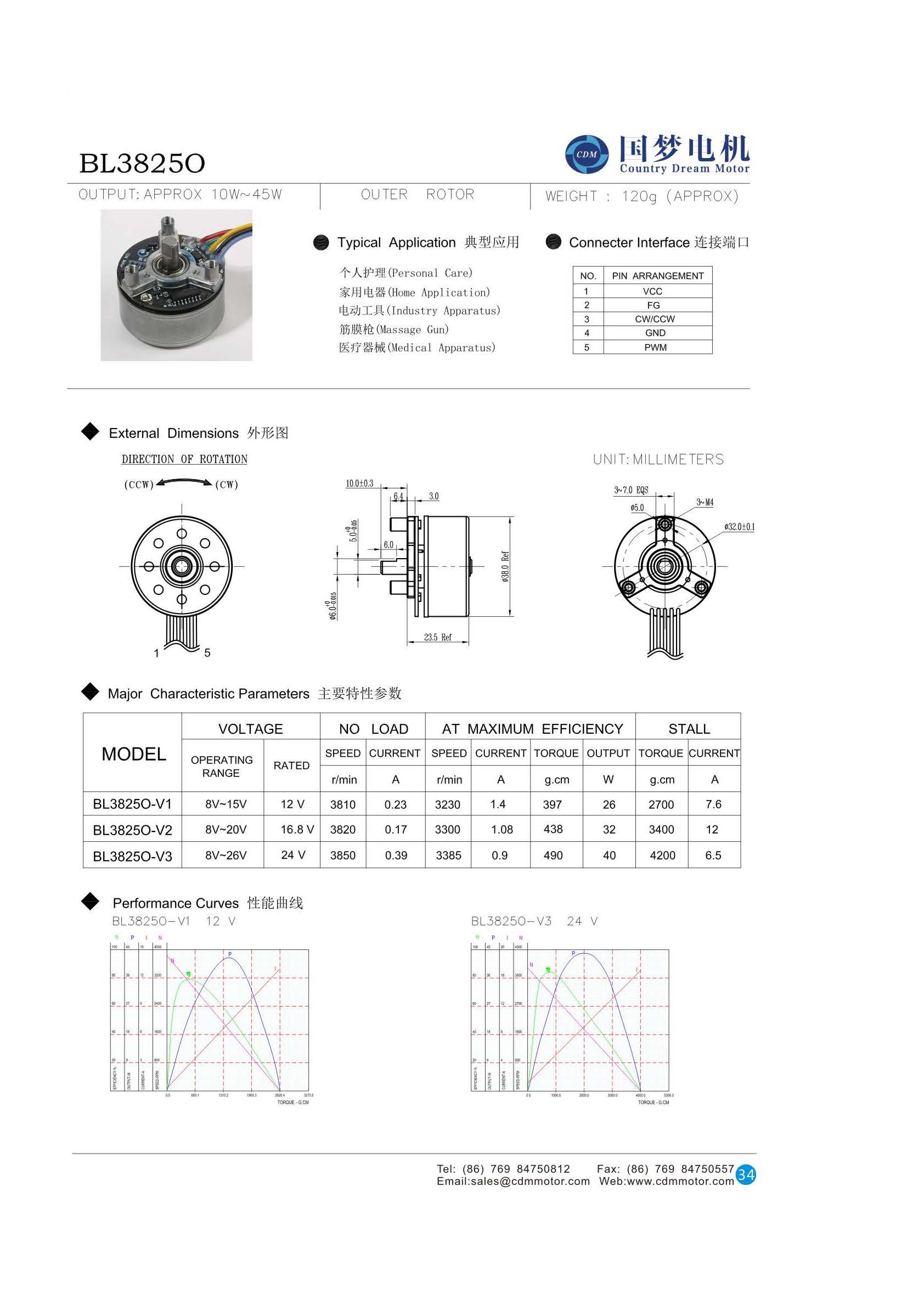 38mm Small Out Rotor Brushless DC BLDC Motor for Pump manufacture