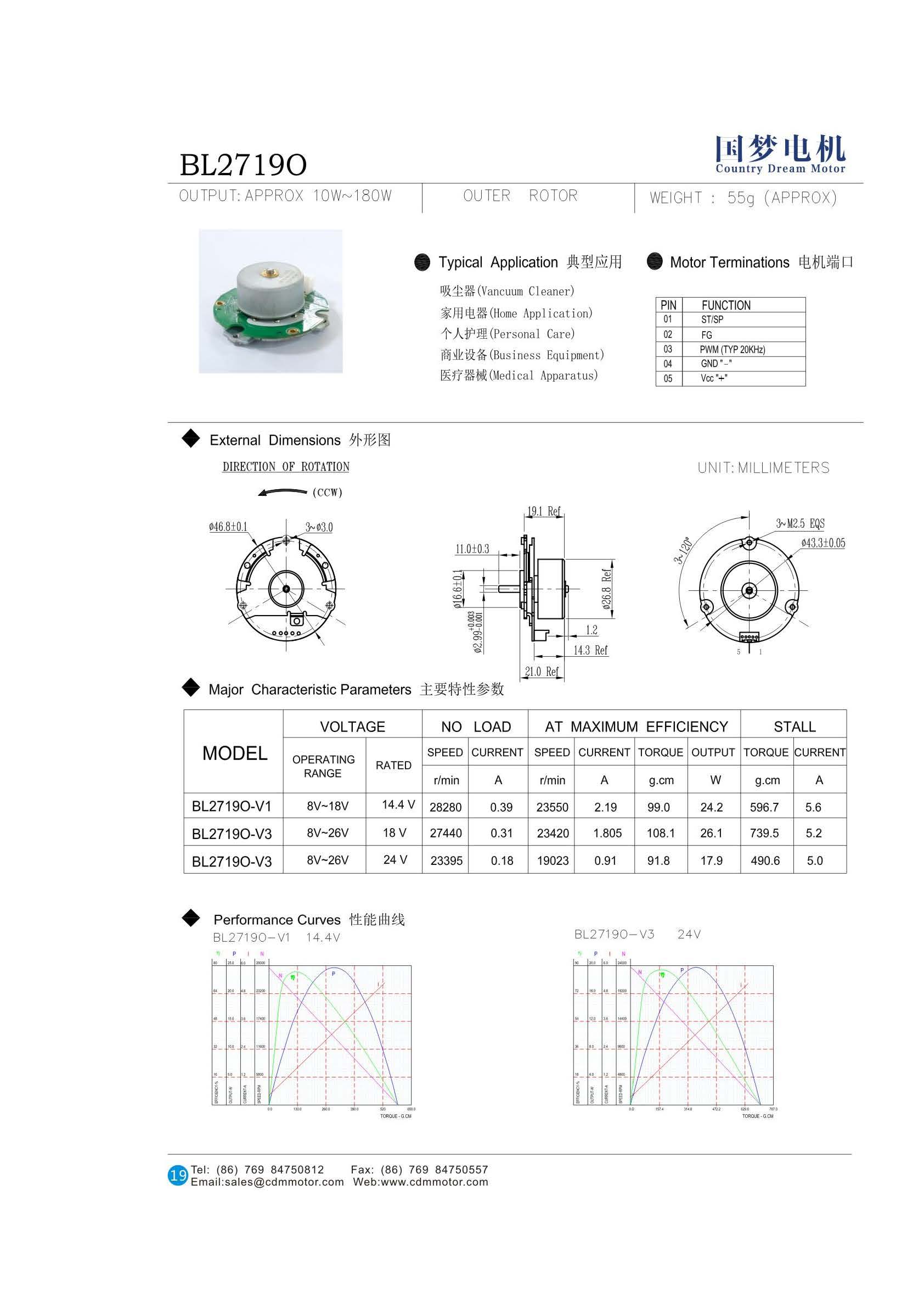 BL2719o 27mm BLDC Motor 14.4v 18000rpm Brushless Dc Motor for Window Cleaner Robot factory