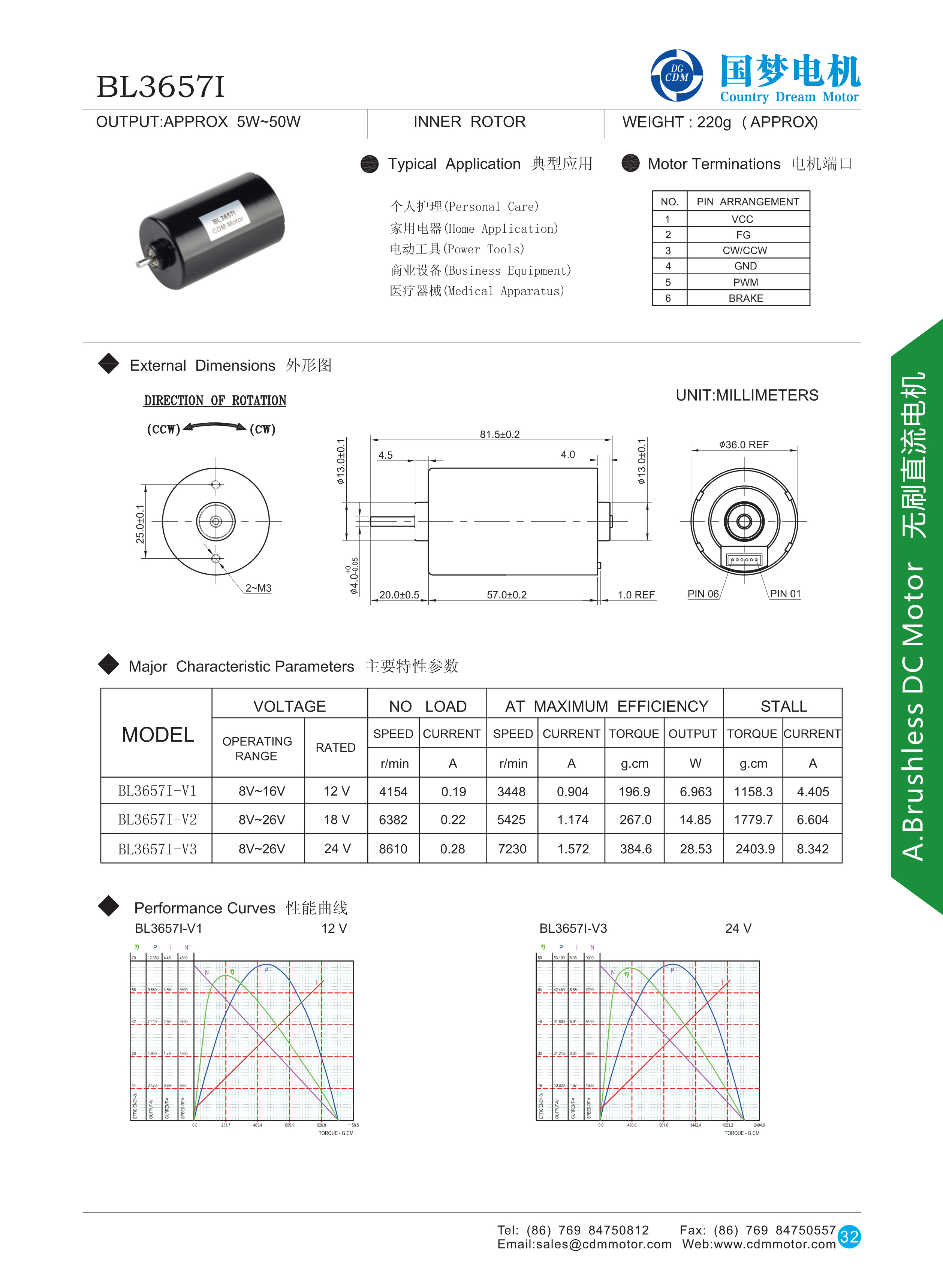 BL3657  24V 8W BLDC Brushless Dc Motor for Fan 3000rpm supplier