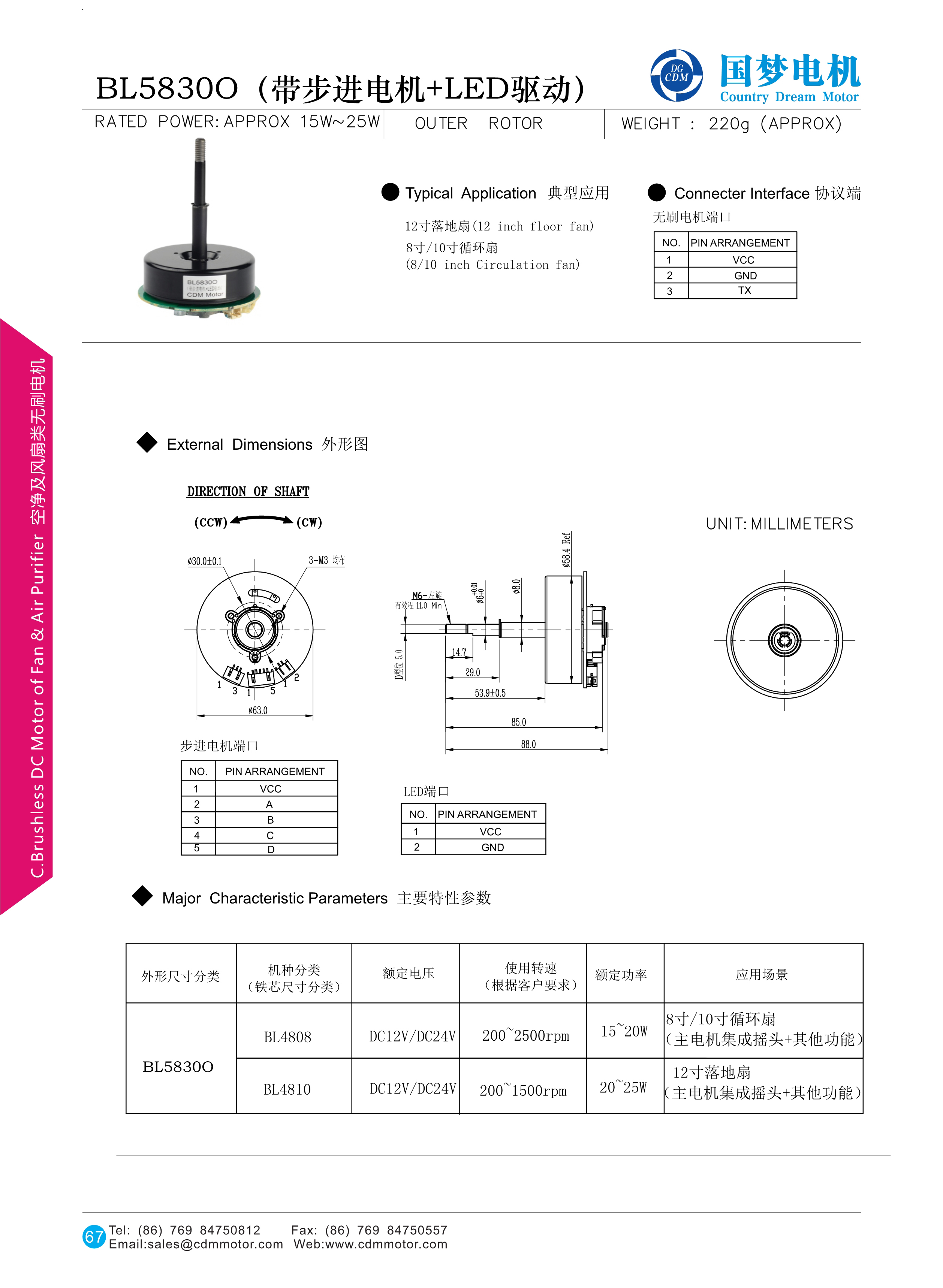 Bl5830 BLDC Pedestal Fan Motor 1400rpm supplier
