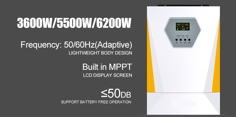 High Quality Factory Direct 5.5kw 3.6kw 6.2kw Solar Inverters with AC/DC Water Pump (QB) for Grid Use Quality Assured supplier