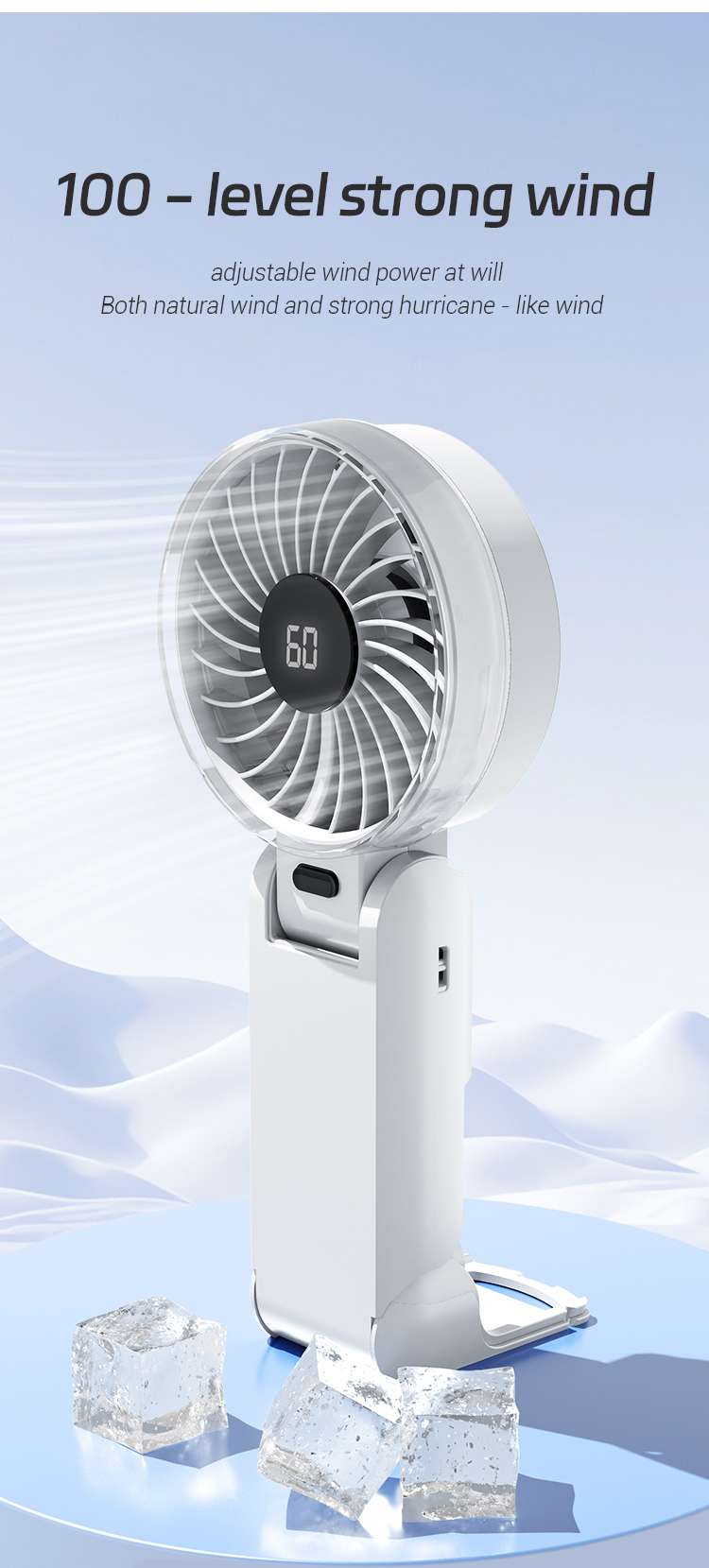 product new electric hand fan portable 5 gears air cooling handheld foldable wearable fan usb rechargeable mini ventilador cooler-4