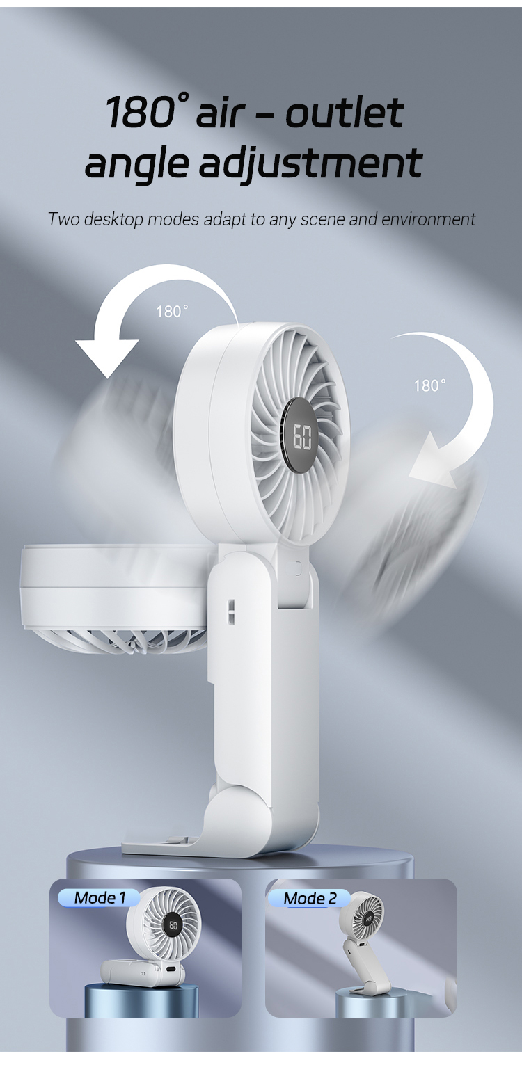 product new electric hand fan portable 5 gears air cooling handheld foldable wearable fan usb rechargeable mini ventilador cooler-2