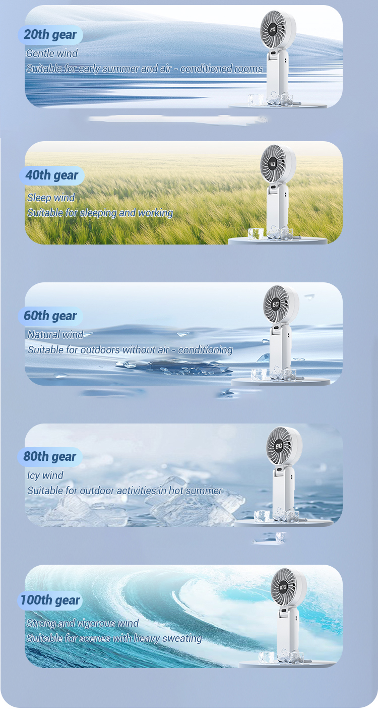 product new electric hand fan portable 5 gears air cooling handheld foldable wearable fan usb rechargeable mini ventilador cooler-5