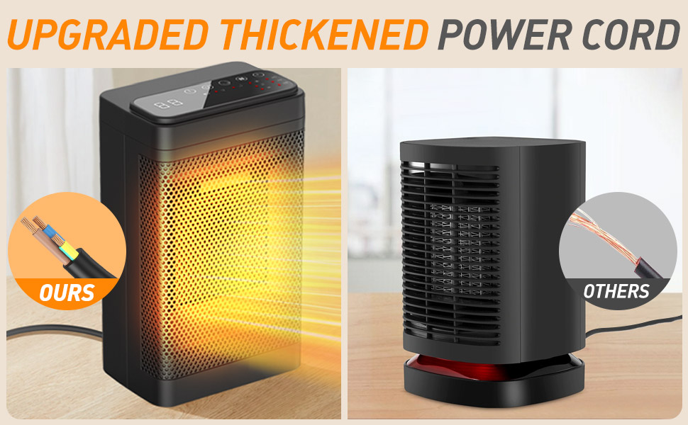 product portable fan heater 1500w ceramic ptc heating thermostat control led touch panel quiet safety home office tabletop fan heater-5