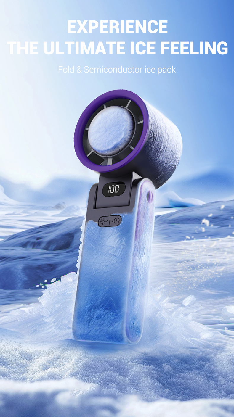 product 2025 handheld turbo fan 13000prm rechargeable portable mini ventilador 100 speed air cooling wearable neck hanging electric fan-0