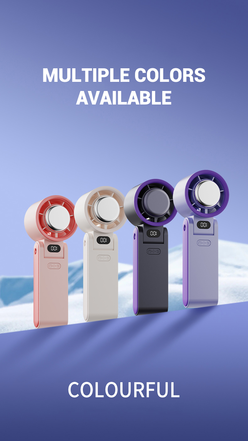 product 2025 handheld turbo fan 13000prm rechargeable portable mini ventilador 100 speed air cooling wearable neck hanging electric fan-2