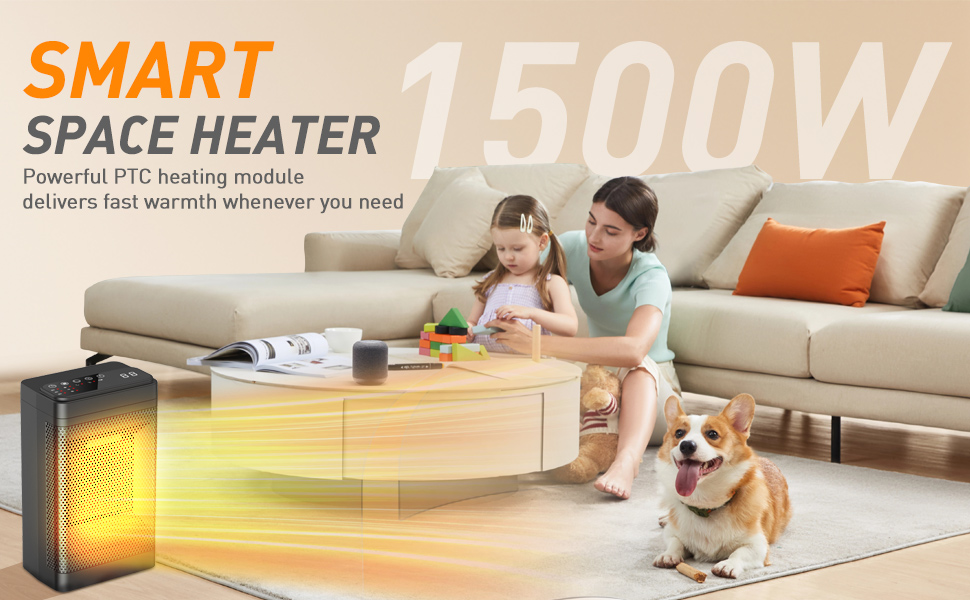 product portable fan heater 1500w ceramic ptc heating thermostat control led touch panel quiet safety home office tabletop fan heater-1