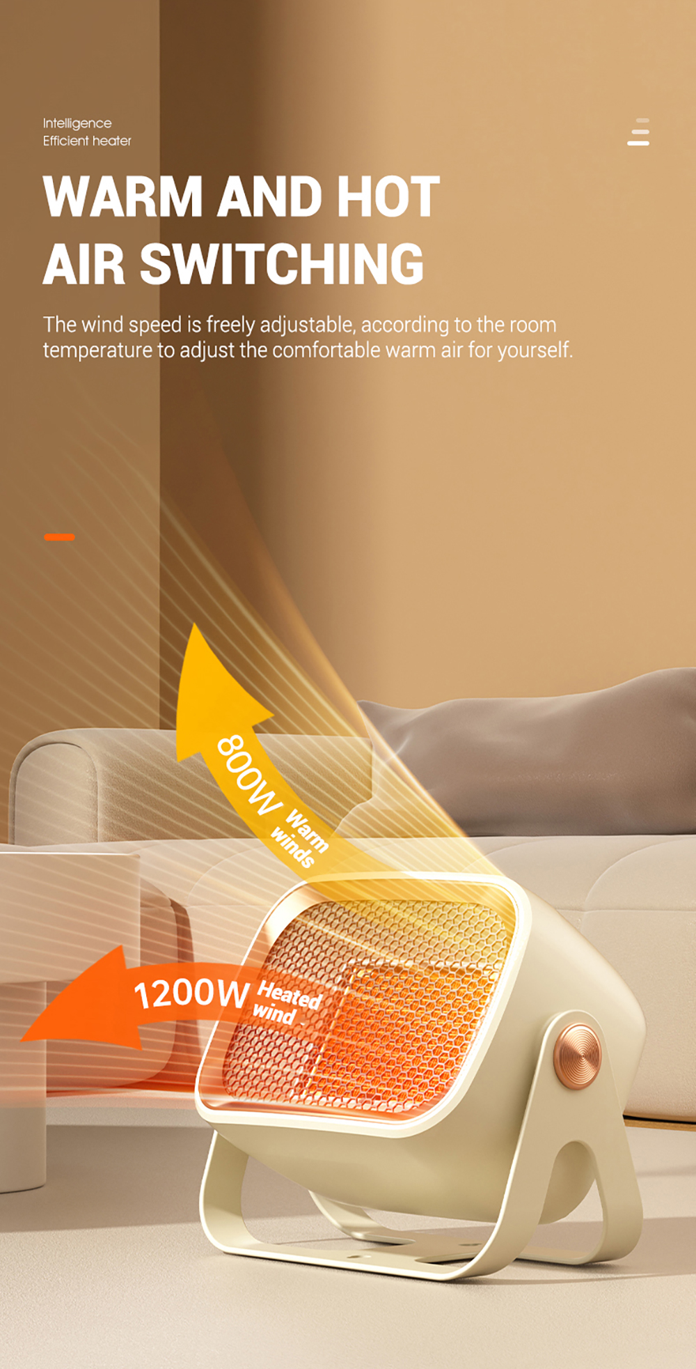 product factory direct 1200w electric heater wall mounted low energy desktop air ptc fan heater portable fan heater for winter home-2