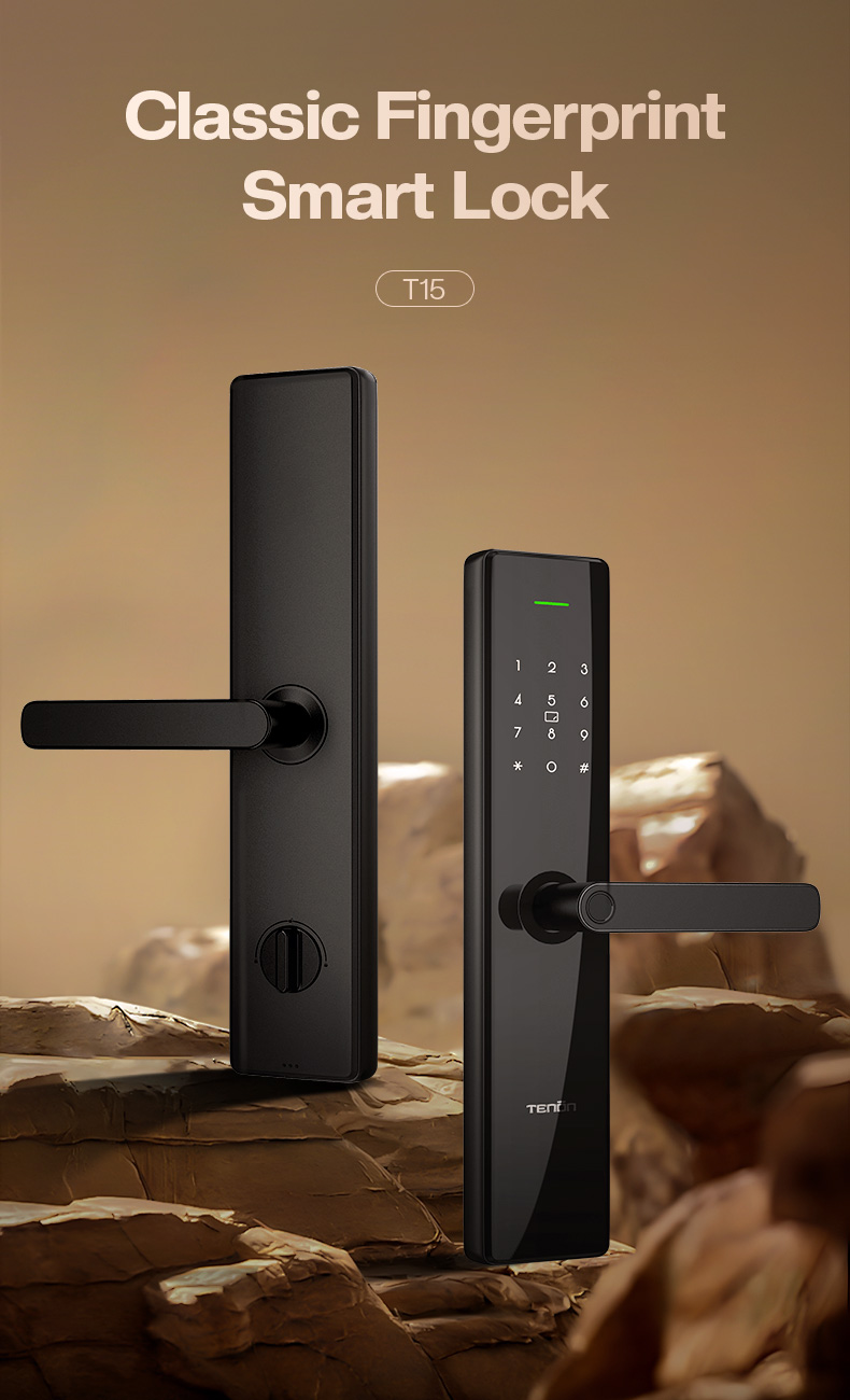 Tenon T15 Home Aluminum Alloy Handle Lock Electronic Biometric Fingerprint Door Lock Digital Smart Lock Tuya manufacture