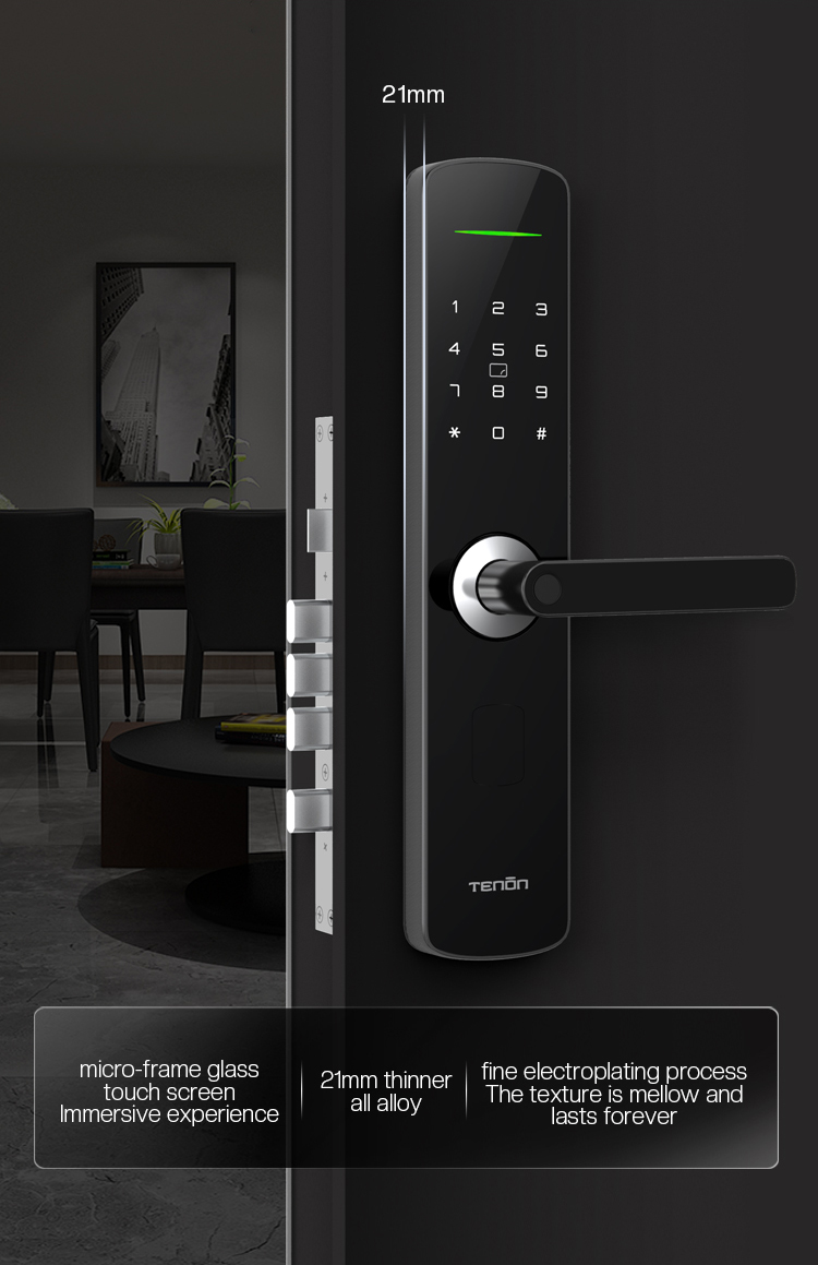 Tenon E3 Tuya App Smart Home Digital Rim Pin Card Operated Door Locks Security Wifi Intelligent Fingerprint Lock factory