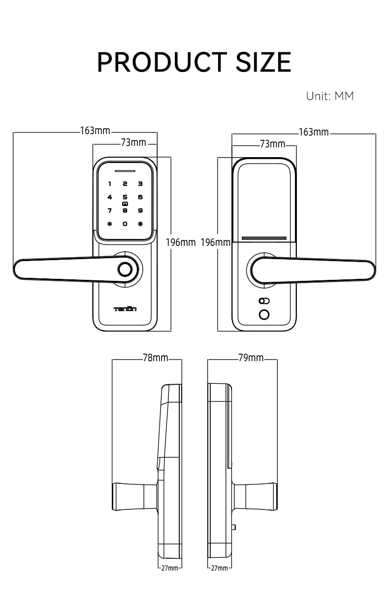 TENON K8 WiFi Password & Fingerprint Door Lock Waterproof Keyless Digital Deadbolt for Metal Door for Home Use Card Key Features factory
