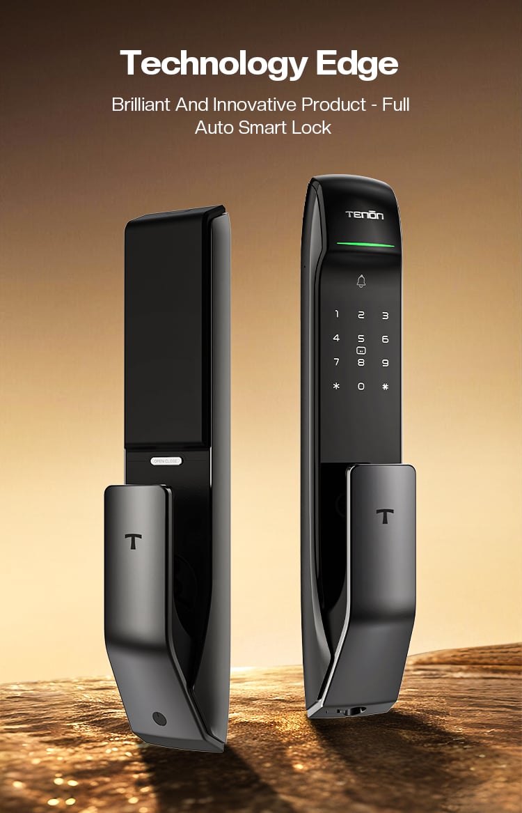 TENON A2 Smart Fingerprint Door Lock Push-Pull Feature WIFI RFID Network Aluminum Material Wood Compatible Smartphone Card Key details
