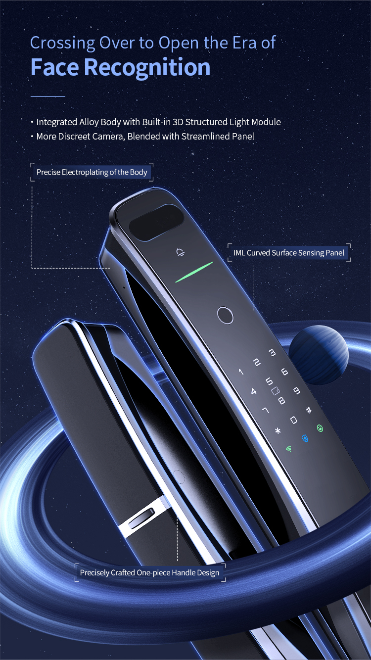 Automatic Intelligent Doorbell 3D Face Recognition Smart Door Lock Electric Push Pull Keyless Digital Fingerprint Doorlocks A9X manufacture