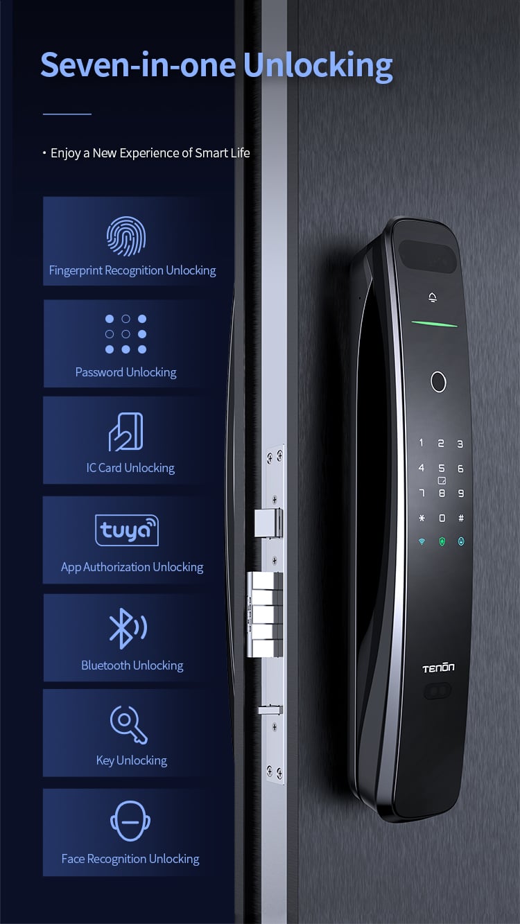 Automatic Intelligent Doorbell 3D Face Recognition Smart Door Lock Electric Push Pull Keyless Digital Fingerprint Doorlocks A9X supplier