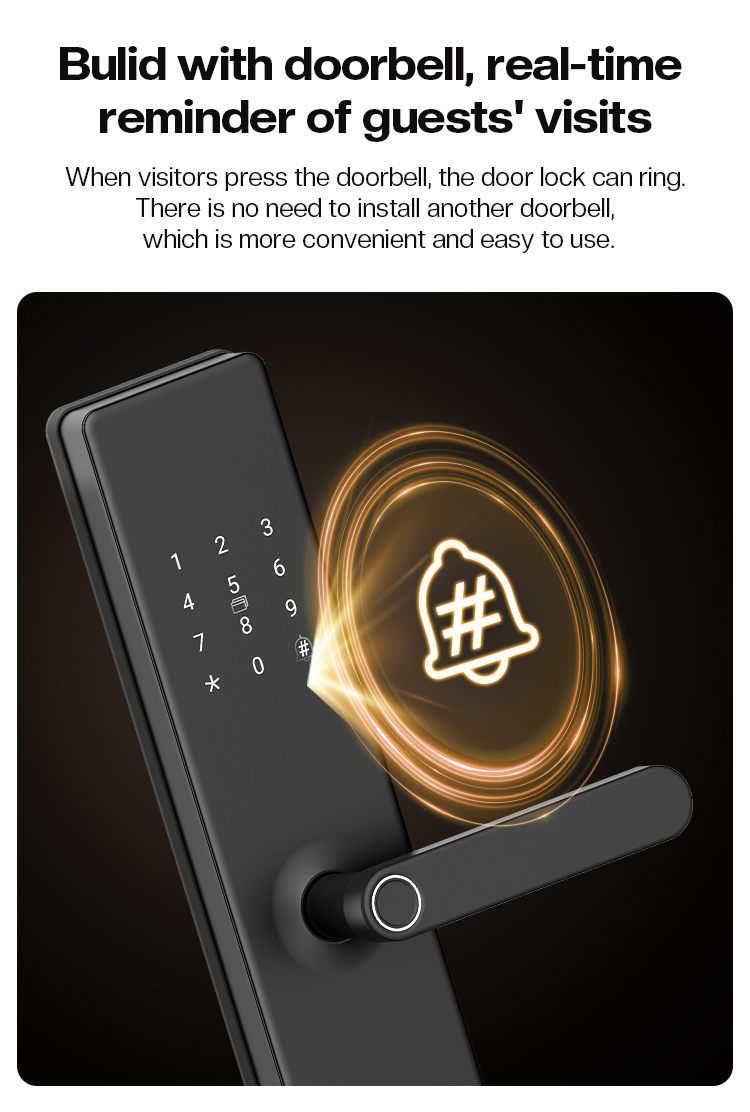 Tenon T10 Smart Security Door Lock Anti-Peep Password IC Card RF Fingerprint Features Compatible WiFi Bluetooth Aluminum supplier
