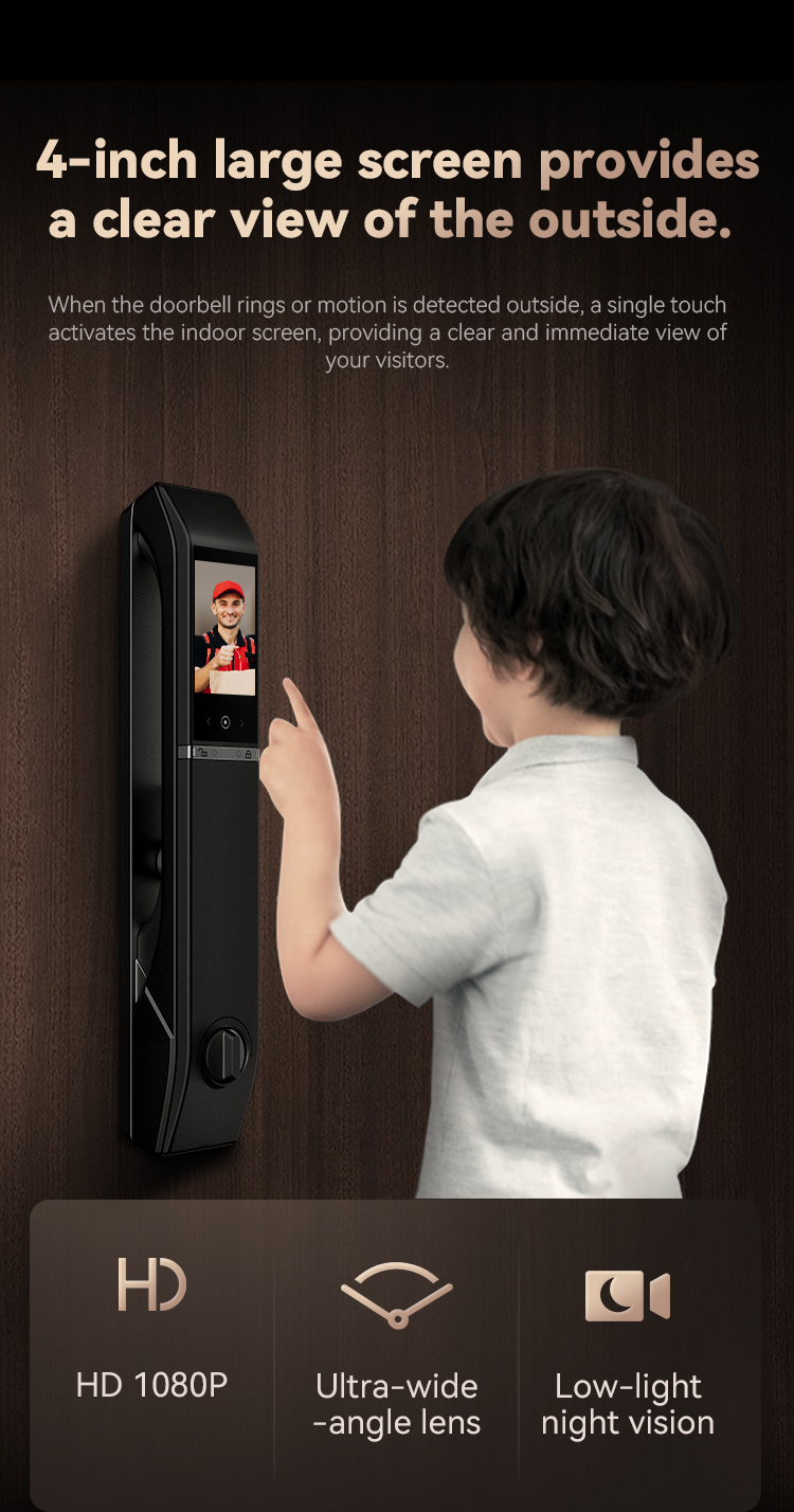Tenon D7pro Main Door Fingerprint Lock Automatic House Tuya Smart Rfid Door Card Lock Face Recognition With Door Bell supplier