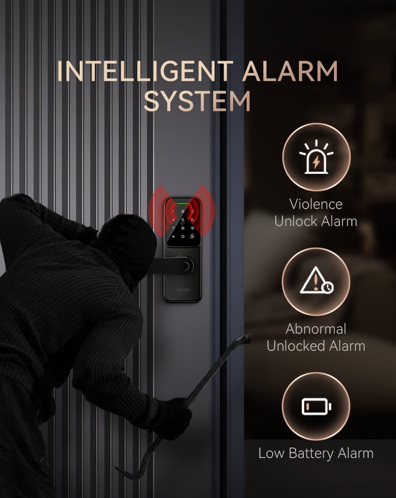 TENON K8 WiFi Password & Fingerprint Door Lock Waterproof Keyless Digital Deadbolt for Metal Door for Home Use Card Key Features details