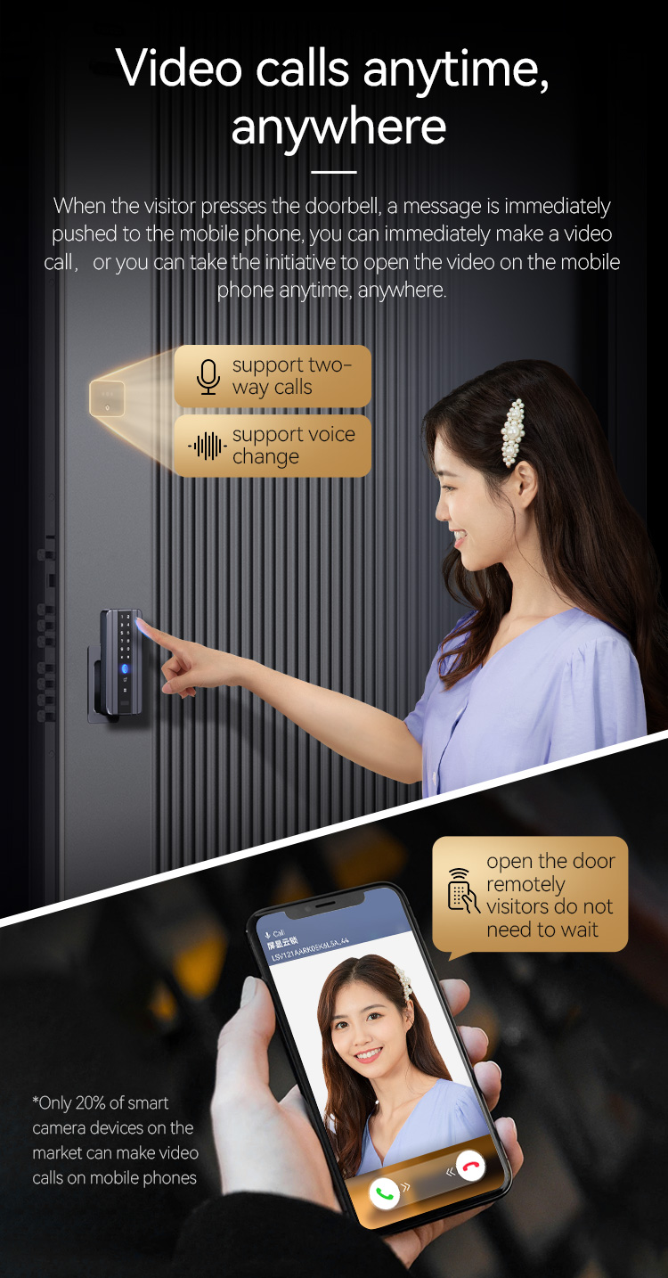 Modern Tenon M8 Aluminum Luxury Smart Door Factory Customizable Residential Main Entry Security Smart Door Wifi Control manufacture