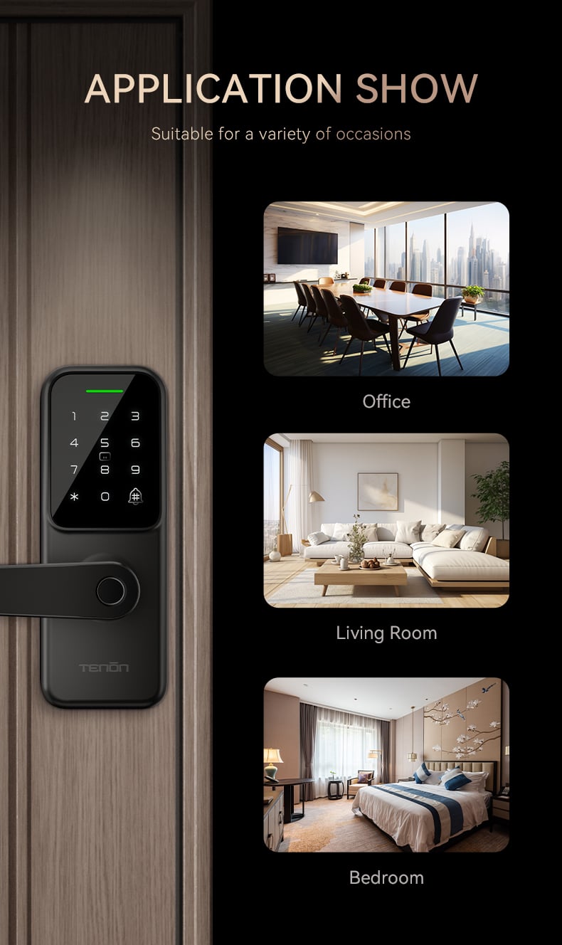 TENON K8 WiFi Password & Fingerprint Door Lock Waterproof Keyless Digital Deadbolt for Metal Door for Home Use Card Key Features details