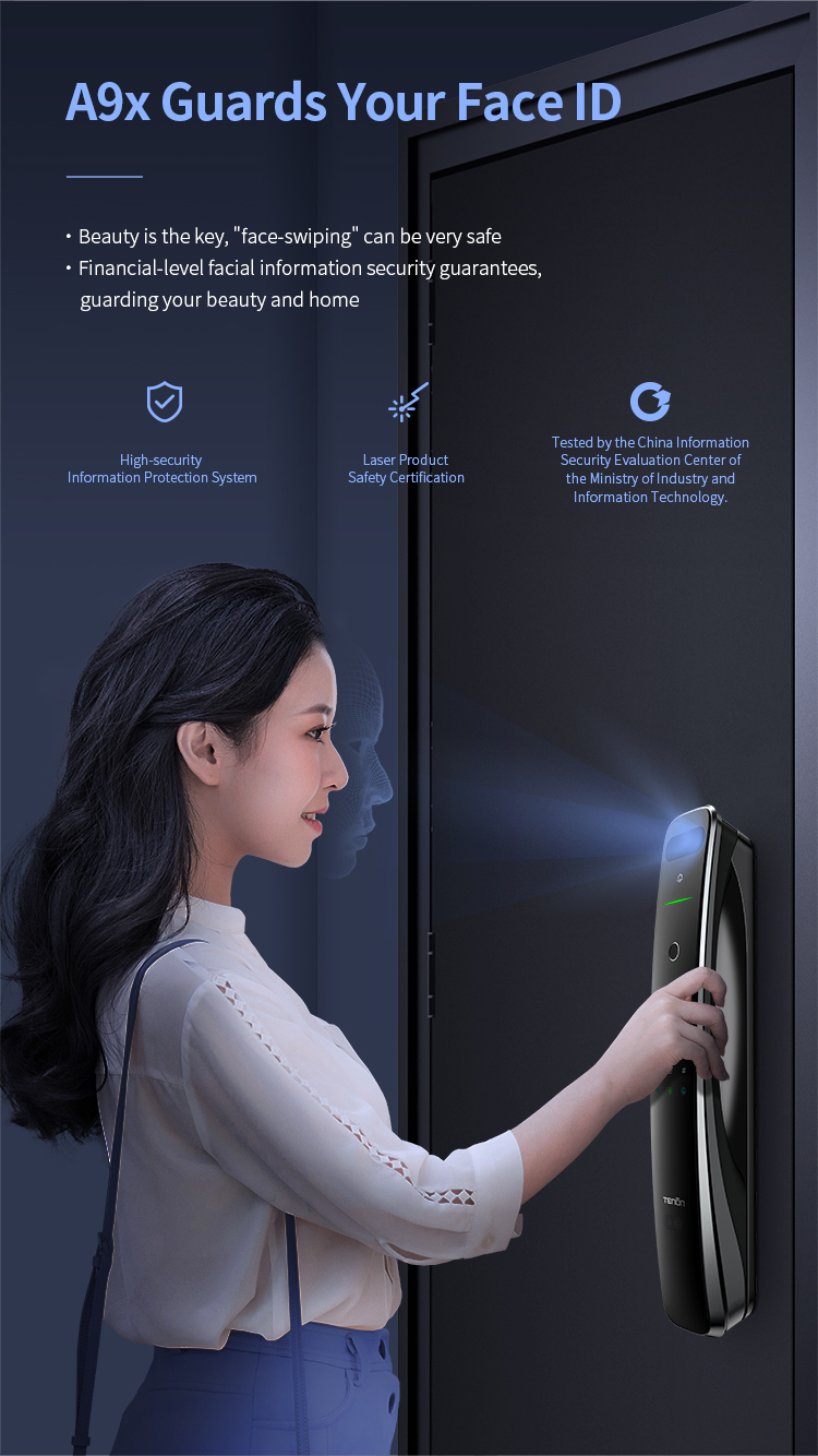 Automatic Intelligent Doorbell 3D Face Recognition Smart Door Lock Electric Push Pull Keyless Digital Fingerprint Doorlocks A9X supplier