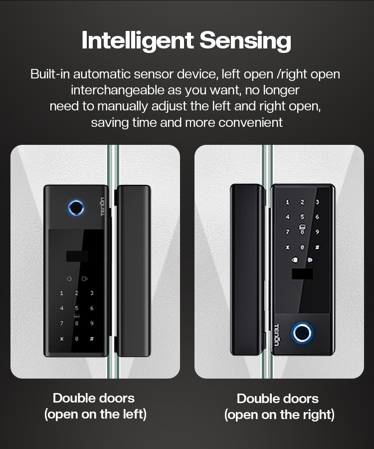 Hot Selling K5 Tuya App Smart Locks WiFi Password Card & Mechanical Key Unlock Electronic Glass Door Lock with TT Lock Control supplier