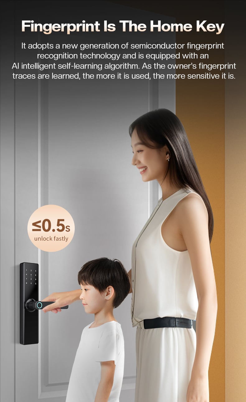 Tenon T09 Tuya Smart Digital Keyless Fingerprint Combination Handle Door Lock European Intelligent Electronic Locks With Pin factory