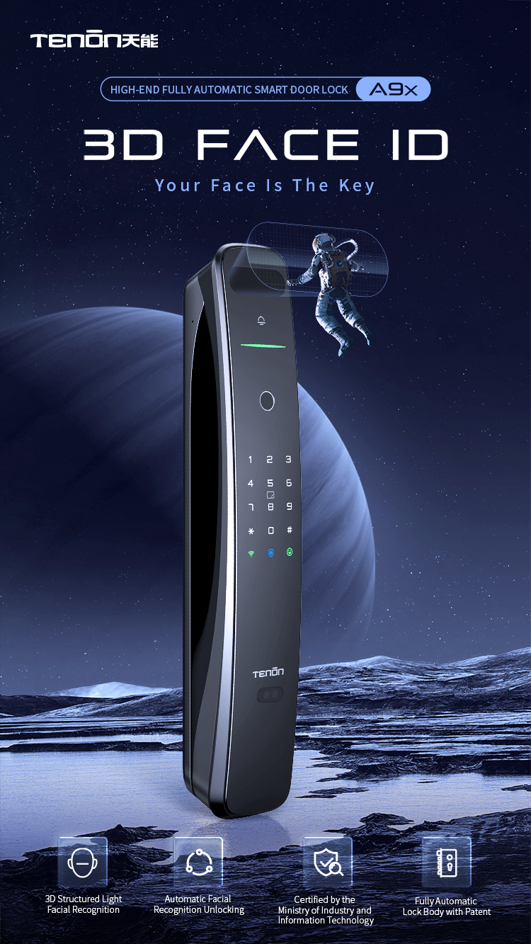 Automatic Intelligent Doorbell 3D Face Recognition Smart Door Lock Electric Push Pull Keyless Digital Fingerprint Doorlocks A9X manufacture
