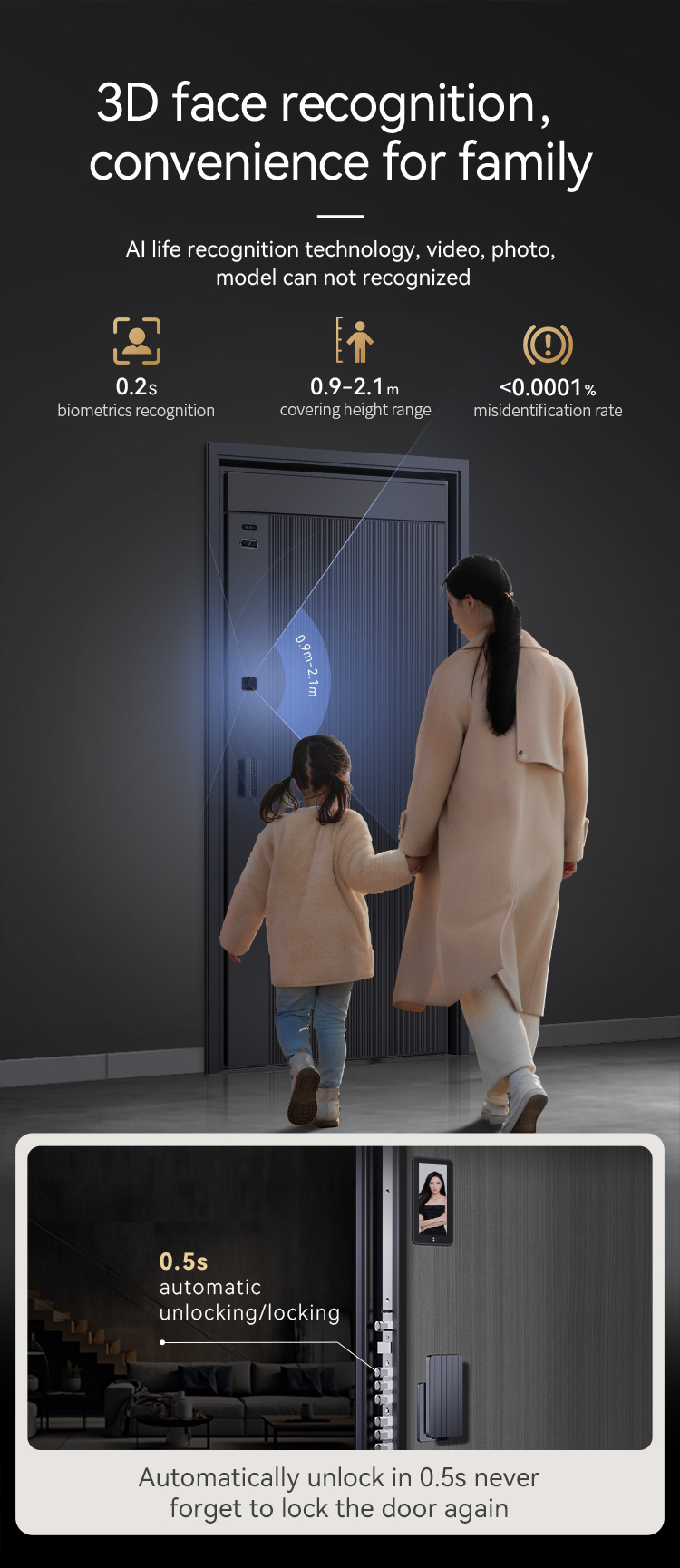 Modern Tenon M8 Aluminum Luxury Smart Door Factory Customizable Residential Main Entry Security Smart Door Wifi Control supplier