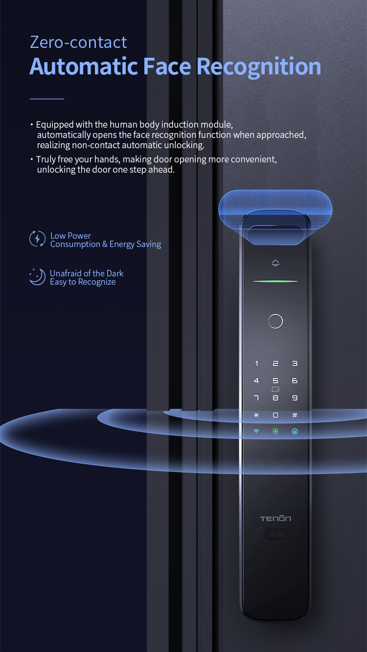 Automatic Intelligent Doorbell 3D Face Recognition Smart Door Lock Electric Push Pull Keyless Digital Fingerprint Doorlocks A9X manufacture