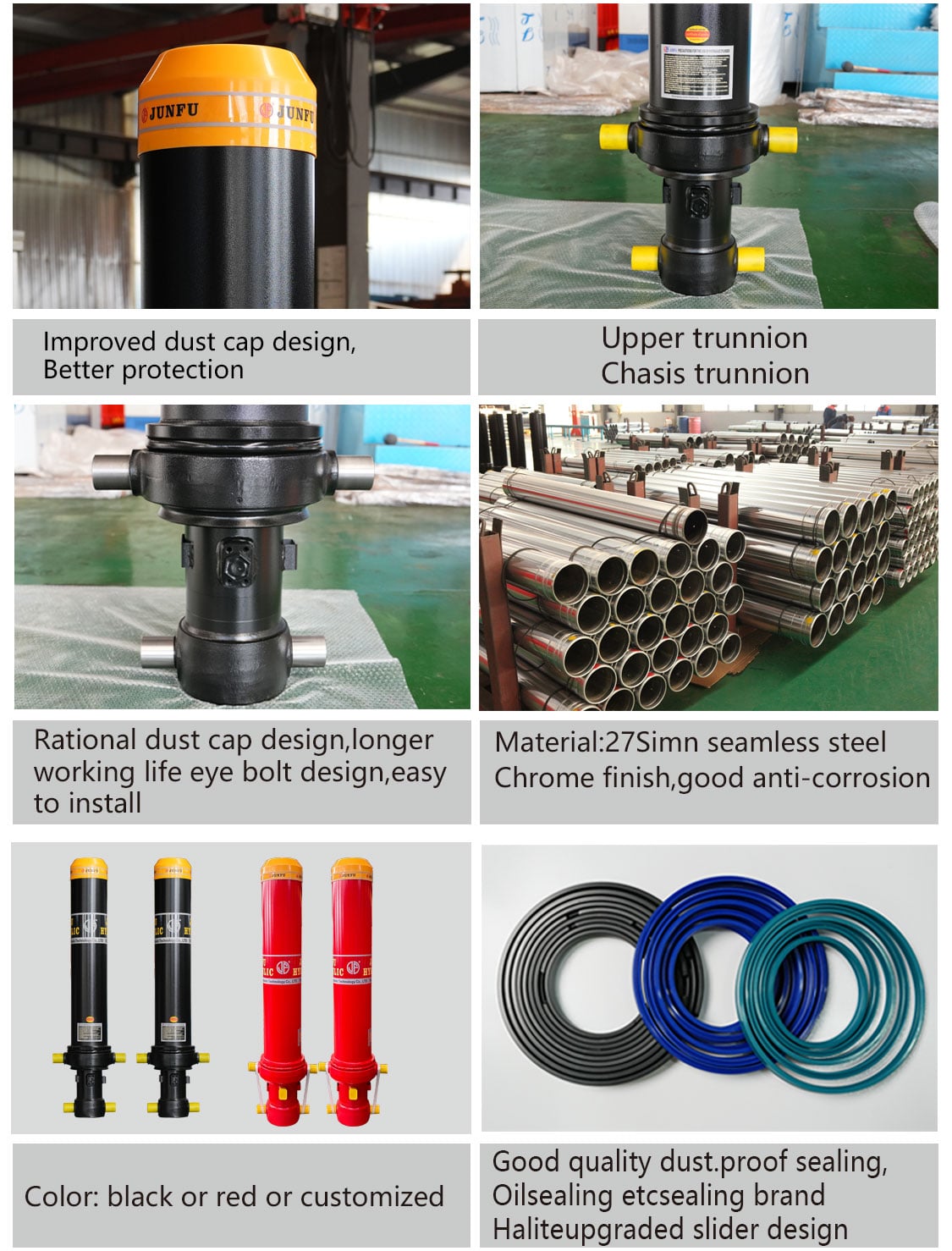 JUNFU Multi Stages Hydraulic Cylinders Telescopic Hydraulic Cylinder Lift Kits for Dump Truck factory