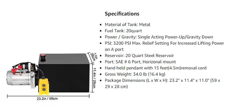 DC12V/24V/48V Electric Hydraulic Power Units for Dump Truck Hydraulic Tipping System supplier