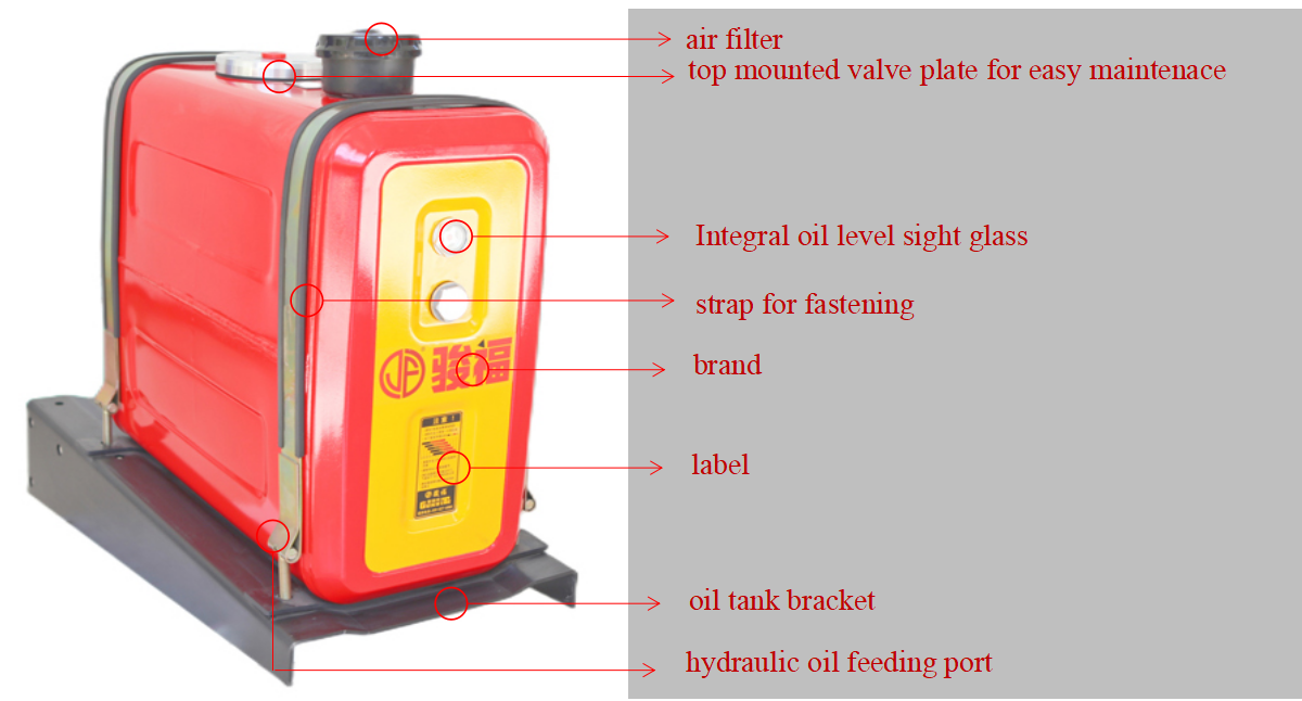 Factory Customized Rear Mounted Strap Type with Base Hydraulic Oil Tank for Dump Truck details