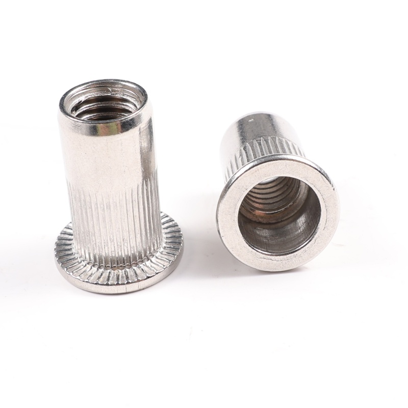 Flat Head Ribbed Threaded Insert Rivet Nut Stainless Steel